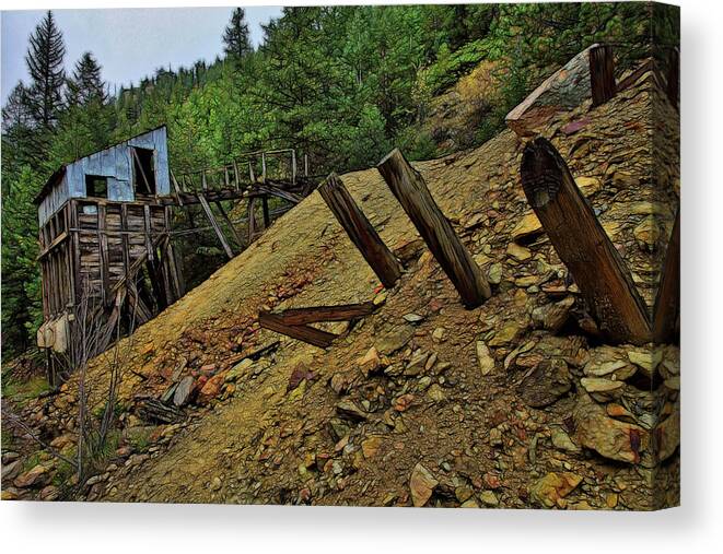Phoenix Gold Mine Canvas Print featuring the photograph Gold in Them That Hills #1 by Mike Flynn