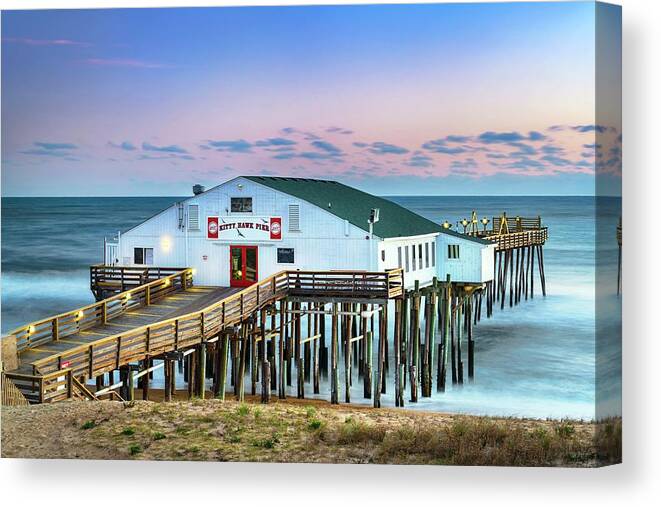 Estock Canvas Print featuring the digital art Kitty Hawk Pier, Outer Banks, Nc #1 by Laura Zeid