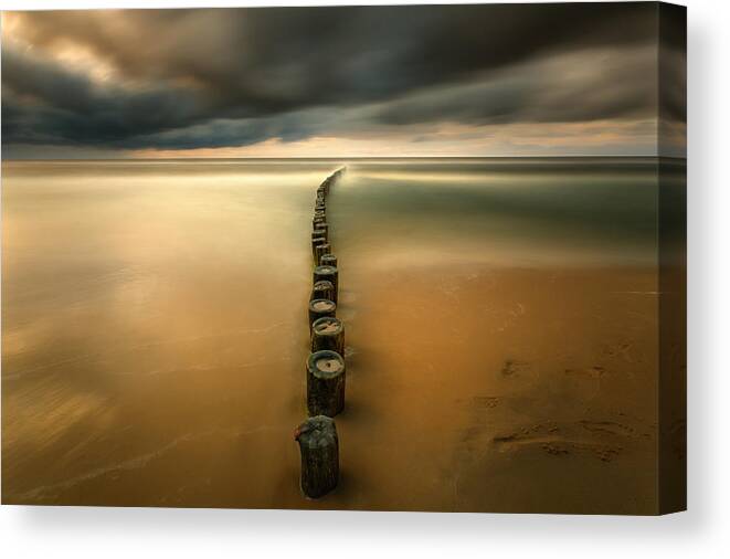 Landscape Canvas Print featuring the photograph Line... #1 by Krzysztof Browko