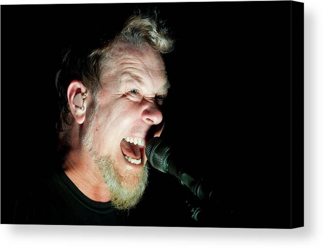 Music Canvas Print featuring the photograph Metallica Perform At The O2 London #1 by Neil Lupin