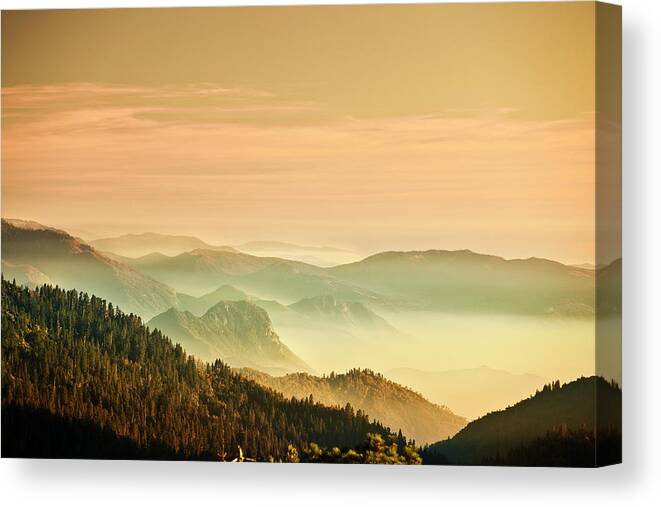Scenics Canvas Print featuring the photograph Mist On The Sierra Nevada Mountains by Pgiam