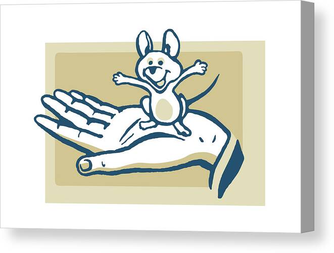 Animal Canvas Print featuring the drawing Mouse in the Palm of a Man's Hand #1 by CSA Images