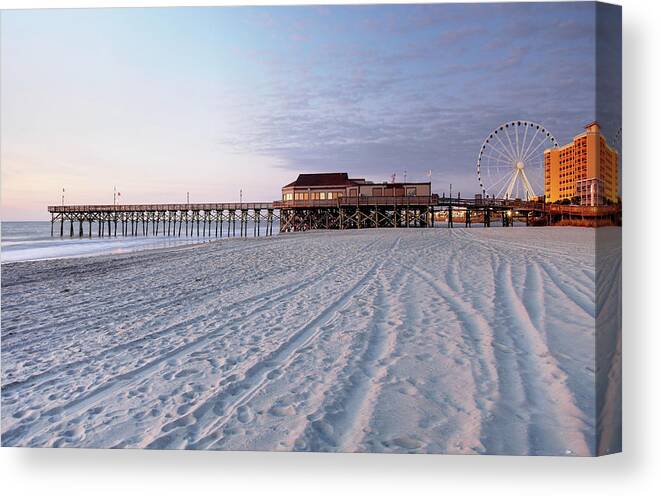 Water's Edge Canvas Print featuring the photograph Myrtle Beach by Denistangneyjr
