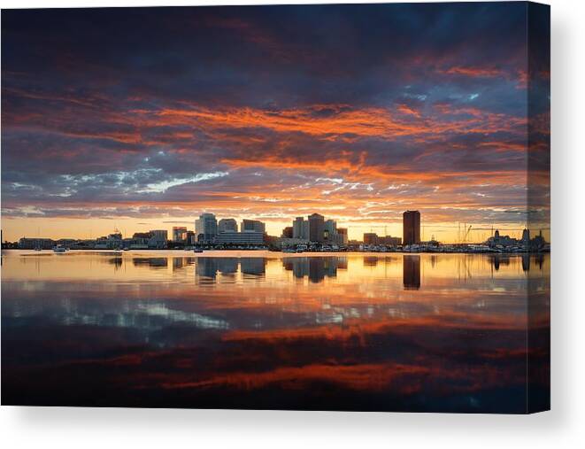 Cityscape Canvas Print featuring the photograph Norfolk, Virginia, Usa Downtown City #1 by Sean Pavone