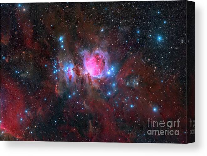 Astronomy Canvas Print featuring the photograph Orion Nebula #1 by Miguel Claro/science Photo Library