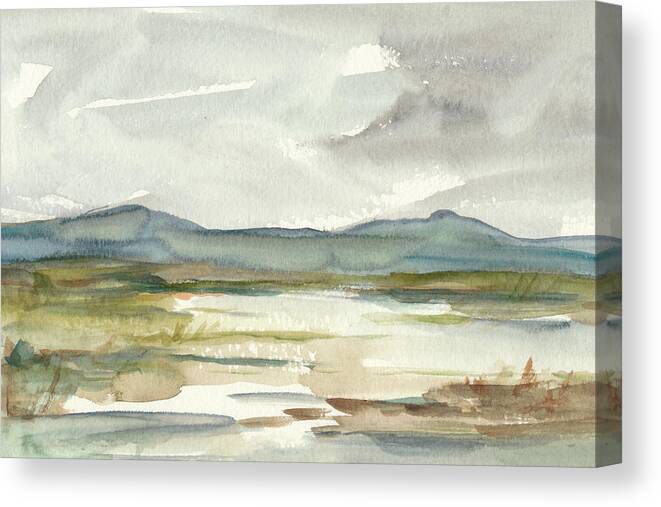 Landscapes Canvas Print featuring the painting Overcast Wetland I #1 by Ethan Harper