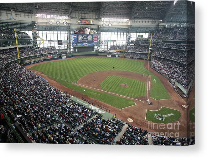 Wisconsin Canvas Print featuring the photograph Pittsburg Pirates V Milwaukee Brewers by Jonathan Daniel
