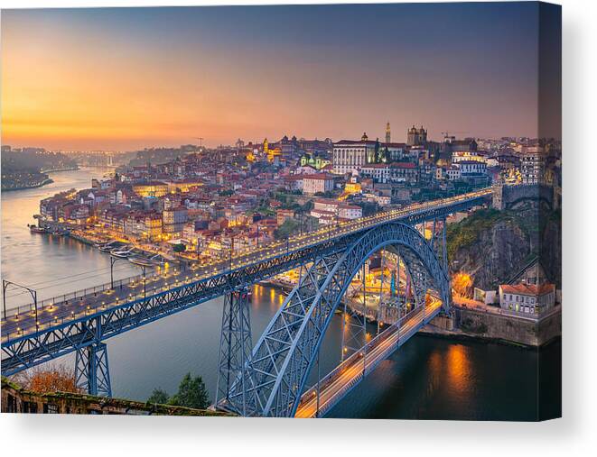 Landscape Canvas Print featuring the photograph Porto, Portugal. Cityscape Image #1 by Rudi1976