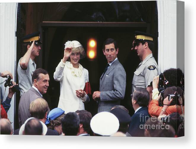 1980-1989 Canvas Print featuring the photograph Princess Diana And Prince Charles #1 by Bettmann