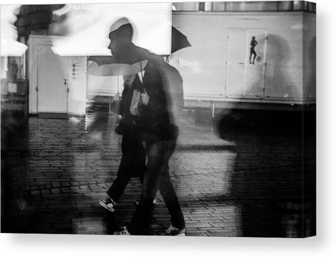 Wet Canvas Print featuring the photograph Rainy Dsseldorf Days 2023-11 #1 by Adam Dauria ?