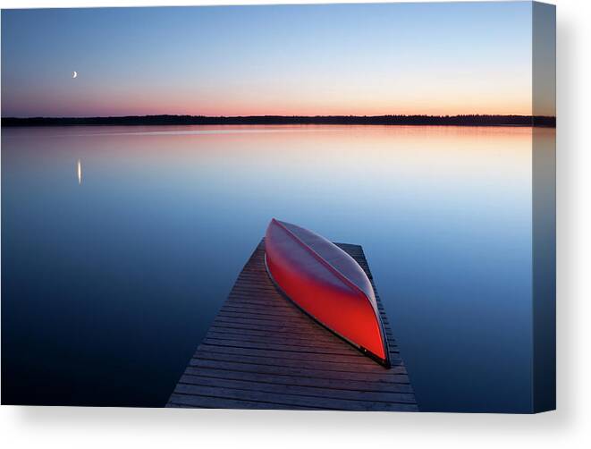 Scenics Canvas Print featuring the photograph Red Canoe #1 by Mysticenergy