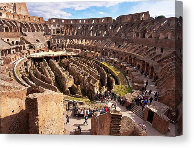 Estock Canvas Print featuring the digital art Rome, Tourists, Italy #1 by Claudia Uripos