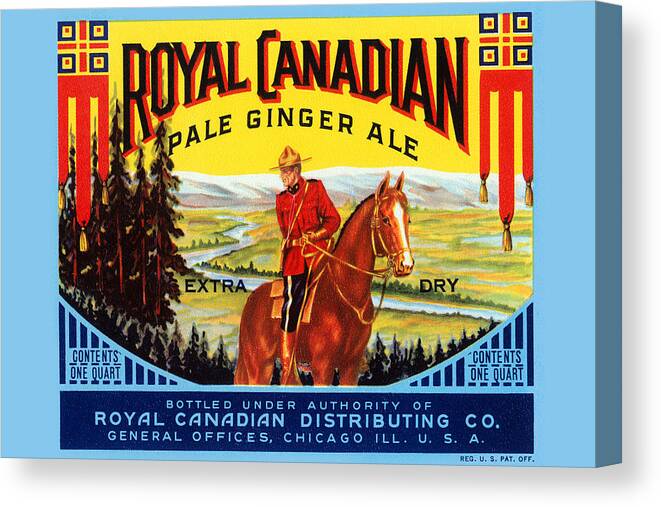 Soda Canvas Print featuring the painting Royal Canadian Pale Ginger Ale #1 by Unknown