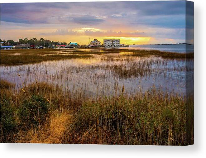 Southport Canvas Print featuring the photograph Southport Salt Marsh Sunrise #1 by Nick Noble
