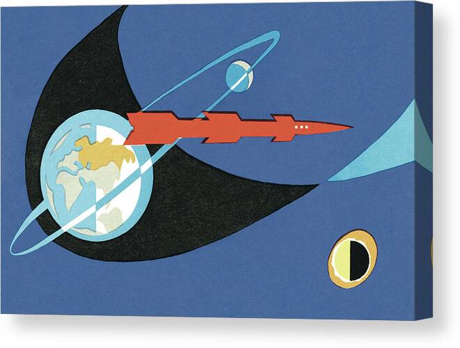 Blastoff Canvas Print featuring the drawing Space Travel #1 by CSA Images