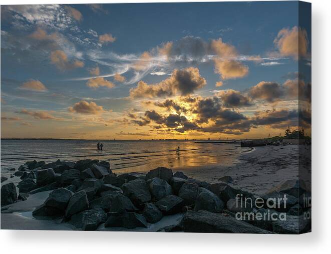 Beach Canvas Print featuring the photograph Sullivan's Island - Beach Sunset #1 by Dale Powell