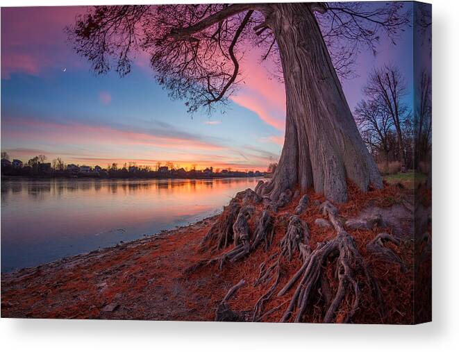 Sunset Canvas Print featuring the photograph Sunset On The Lake #1 by Vio Oprea