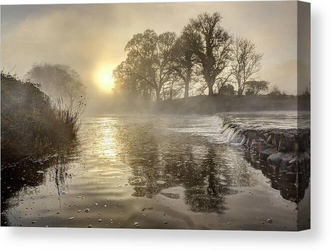 River Canvas Print featuring the photograph Tamar River winter Sunrise, UK #2 by Maggie Mccall