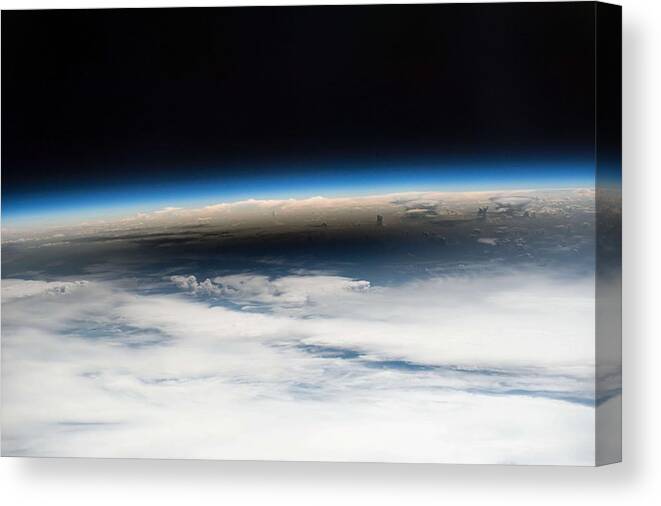 Sun Canvas Print featuring the painting The Eclipse 2017 Umbra Viewed from Space #1 by Celestial Images