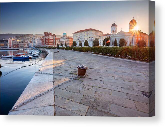Sea Canvas Print featuring the photograph Trieste, Italy. Cityscape Image #1 by Rudi1976