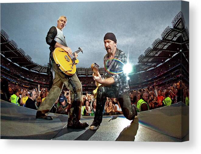 People Canvas Print featuring the photograph U2 Perform In Dublin #1 by Neil Lupin