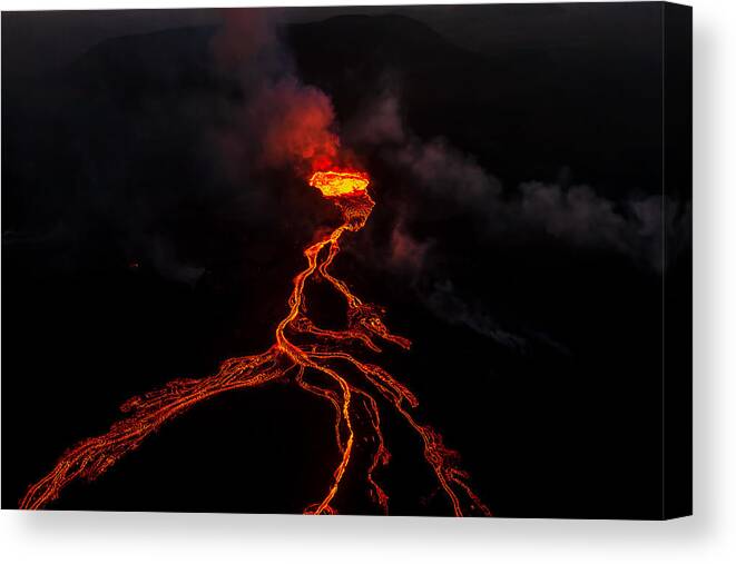 Volcano Canvas Print featuring the photograph Volcano Eruption #1 by James Bian