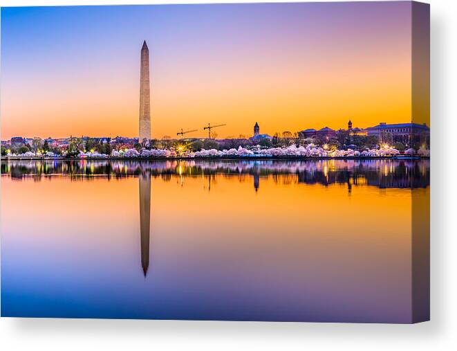 Trees Canvas Print featuring the photograph Washington Dc, Usa At The Tidal Basin #1 by Sean Pavone