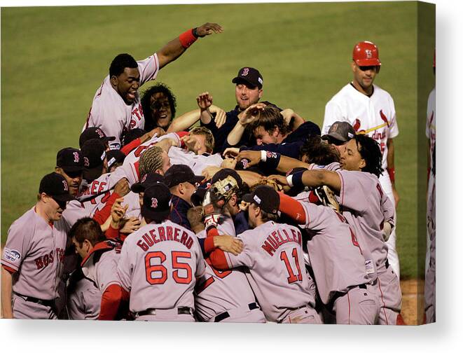 Celebration Canvas Print featuring the photograph World Series Red Sox V Cardinals Game 4 by Stephen Dunn