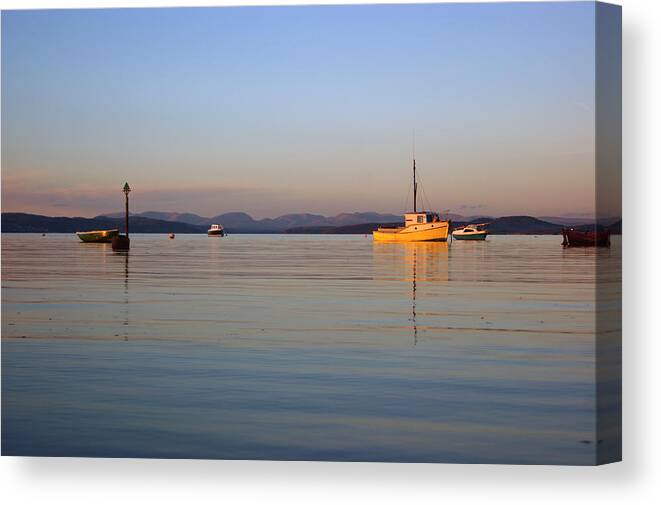 Lancashire Canvas Print featuring the photograph 10/11/13 MORECAMBE. Fishing Boats Moored In The Bay. by Lachlan Main