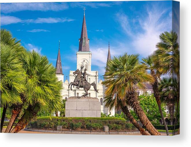 Landscape Canvas Print featuring the photograph New Orleans, Louisiana, Usa At Jackson #10 by Sean Pavone