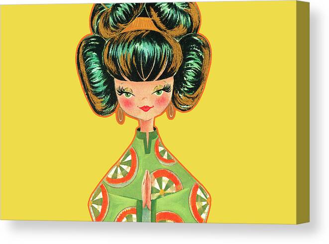 Adult Canvas Print featuring the drawing Asian woman by CSA Images