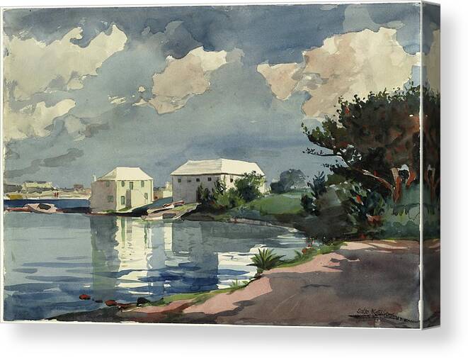 Landscape Canvas Print featuring the painting Salt Kettle, Bermuda by Winslow Homer