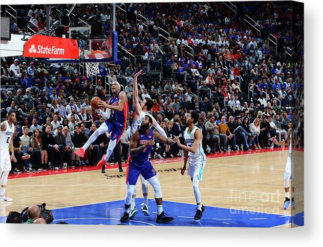 Nba Pro Basketball Canvas Print featuring the photograph Charlotte Hornets V Detroit Pistons by Chris Schwegler