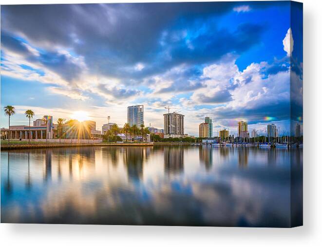 Landscape Canvas Print featuring the photograph St. Petersburg, Florida, Usa Downtown #12 by Sean Pavone