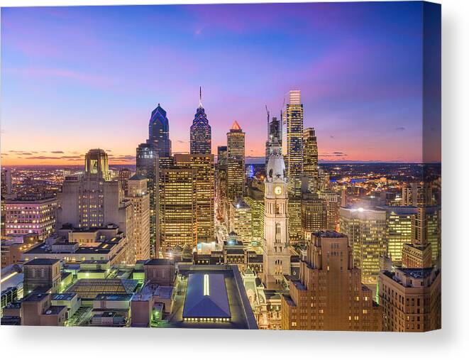 Landscape Canvas Print featuring the photograph Philadelphia, Pennsylvania, Usa #13 by Sean Pavone