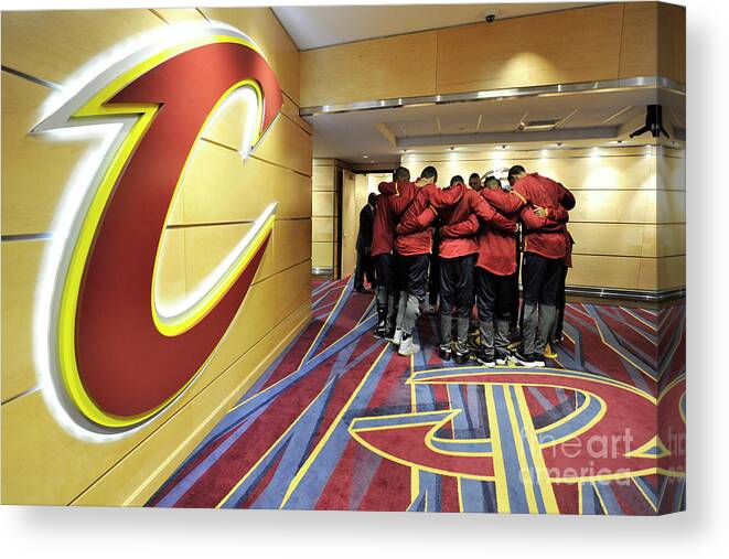 The Cleveland Cavaliers Canvas Print featuring the photograph Houston Rockets V Cleveland Cavaliers by David Liam Kyle