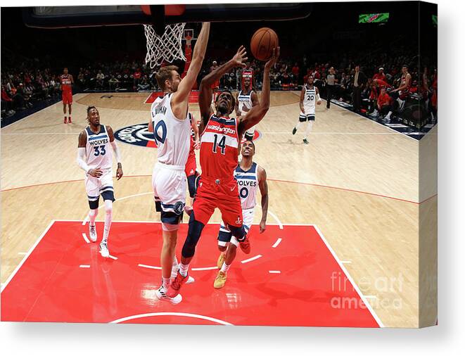 Ish Smith Canvas Print featuring the photograph Minnesota Timberwolves V Washington by Ned Dishman