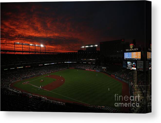 American League Baseball Canvas Print featuring the photograph Toronto Blue Jays V Baltimore Orioles #15 by Patrick Smith