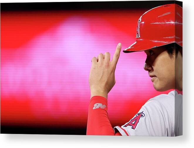 American League Baseball Canvas Print featuring the photograph Shohei Ohtani #17 by Steph Chambers