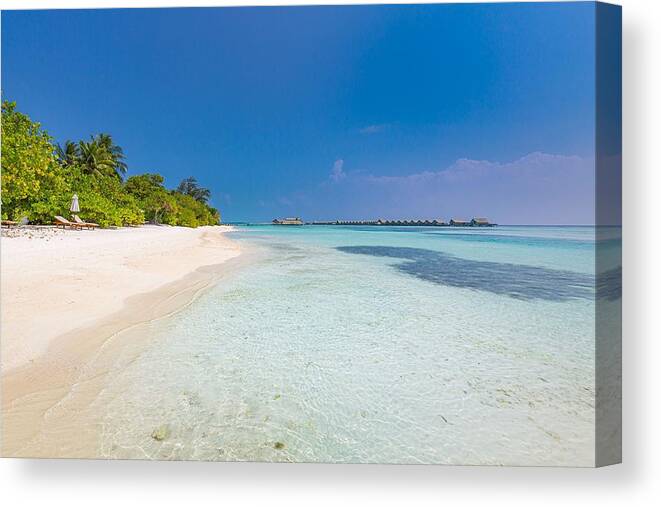 Landscape Canvas Print featuring the photograph Tropical Beach Background As Summer #18 by Levente Bodo