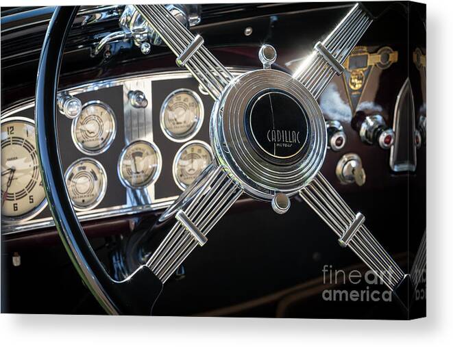Cadillac Canvas Print featuring the photograph 1935 Cadillac Steering and Dash by Dennis Hedberg