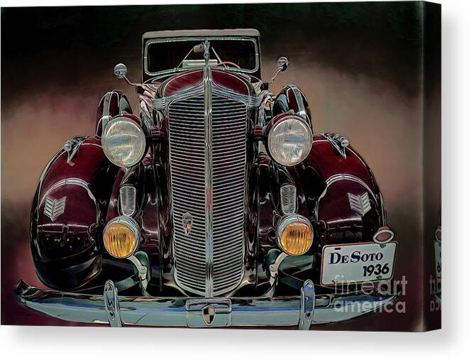 Cars Canvas Print featuring the mixed media 1936 DeSoto Artistry by DB Hayes