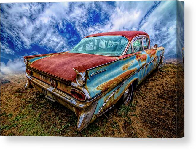 1959 Canvas Print featuring the photograph 1959 Pontiac in HDR Detail by Debra and Dave Vanderlaan