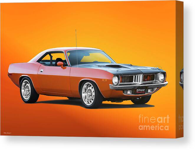 1972 Plymouth Barracuda Canvas Print featuring the photograph 1972 Plymouth Barracuda 'Cuda' by Dave Koontz