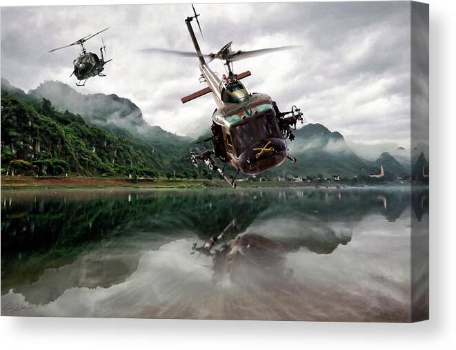 Aviation Canvas Print featuring the digital art 1st Cavalry Assault by Peter Chilelli