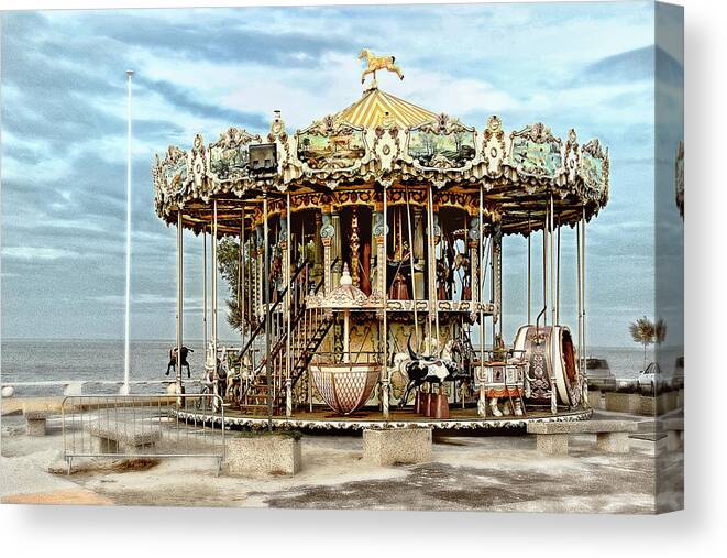 Coastal & Tropical Canvas Print featuring the painting Arcachon Carousel #2 by Colby Chester