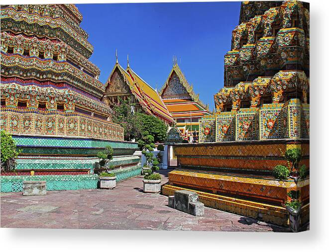 Bangkok Canvas Print featuring the photograph Bangkok, Thailand - Wat Phra Kaew - Temple of the Emerald Buddha #3 by Richard Krebs
