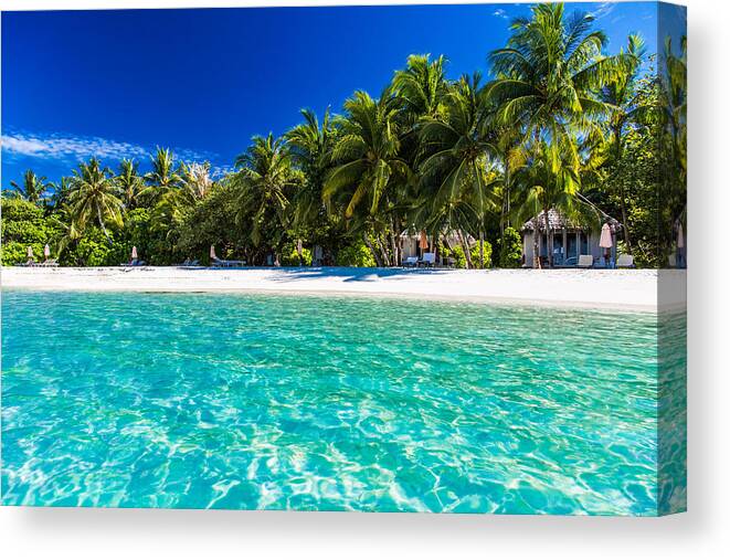 Landscape Canvas Print featuring the photograph Beautiful Beach In Maldives With Few #2 by Levente Bodo