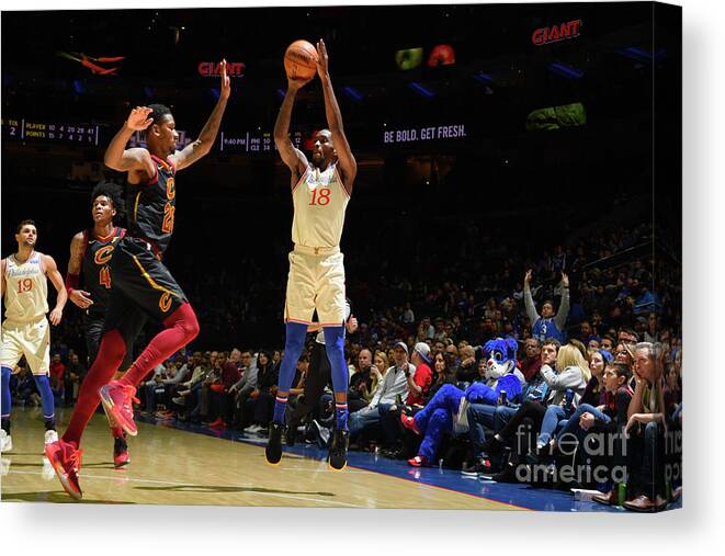 Nba Pro Basketball Canvas Print featuring the photograph Cleveland Cavaliers V Philadelphia 76ers by Jesse D. Garrabrant