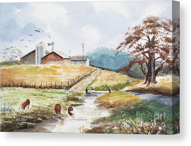 Watercolor Canvas Print featuring the painting Grazing #2 by Betty LaRue